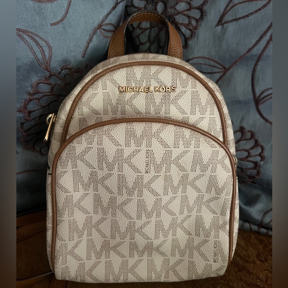 Michael Kors Beige and Brown Mini Backpack - Picture 1 of 14